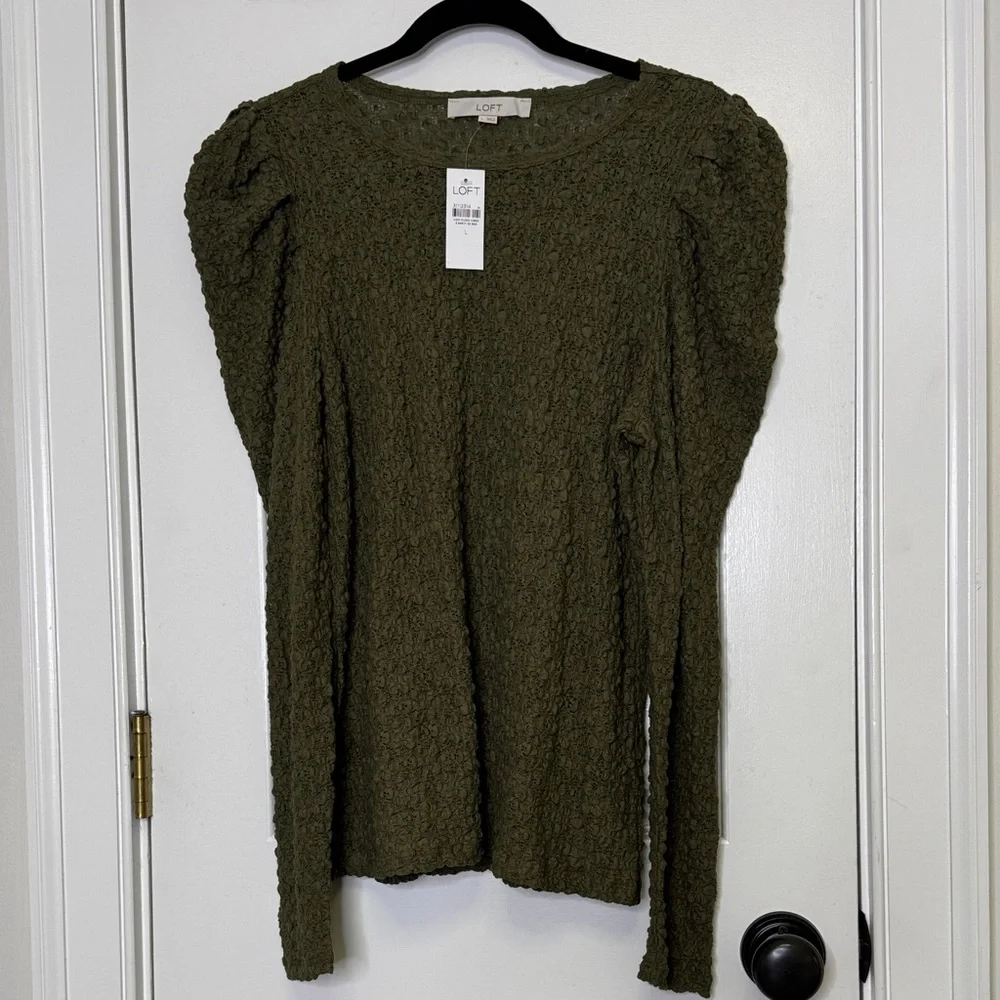LOFT Olive Green Textured Blouse